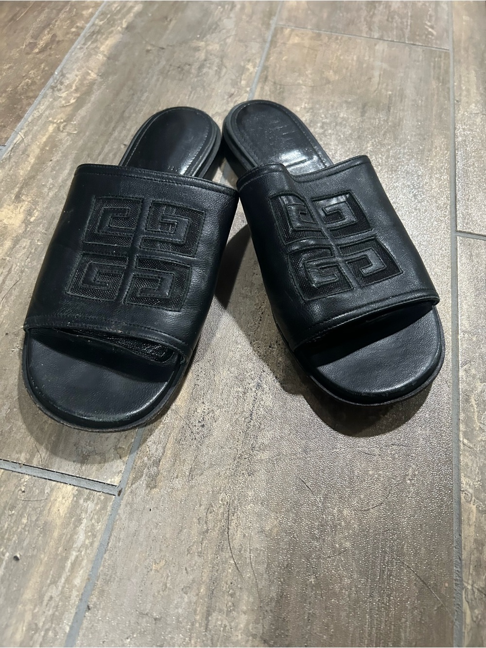 Givenchy Leather Mesh Accents Slides - Picture 3 of 6